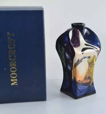 Buy Moorcroft Black Ryden Songbird Vase Square Shape With Twin Handles 2003 Boxed • 195£