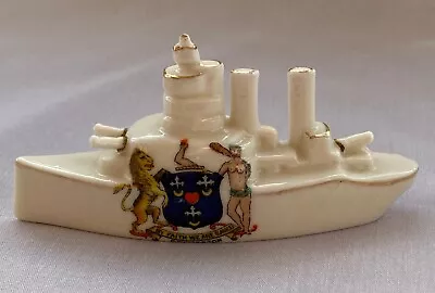 Buy Antique - Arcadian China Crested Model Of British WW1 Battleship Collieston • 25£