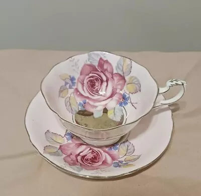 Buy Paragon Cabbage Rose Pink Platinum Center Double Warrant Tea Cup Saucer RARE  • 215.78£