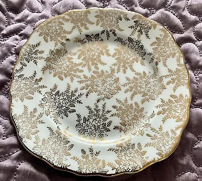 Buy Vintage Royal Vale Bone China Saucer Plate Gold Leaf Pattern.England • 4£