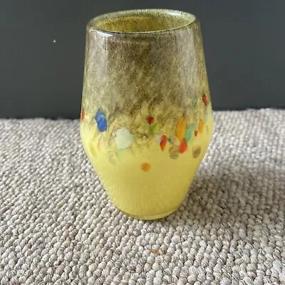 Buy MONART VASART STRATHEARN SCOTTISH ART GLASS VASE  Yellow 10.5cm • 6.99£