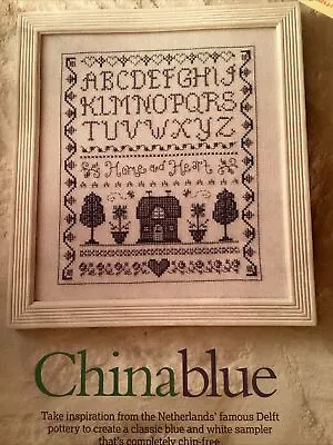 Buy China Blue Delft Style Cross Stitch Chart. Pattern Sampler. ABC. Blue & White. • 0.99£