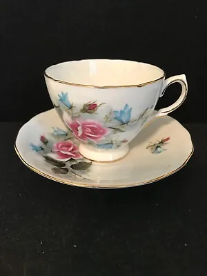 Buy Vintage Royal Vale Bone China Cup And Saucer With Pink And Blue Floral England • 3.83£