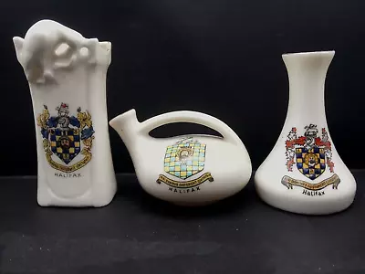 Buy Crested China X3 All With HALIFAX Crests Inc Stoke Etruscan Vase. • 6.50£