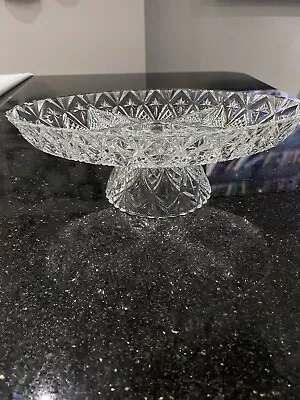 Buy Vintage 8  X 12  Oval   Glass Divided Relish Dish France Modified With Pedestal • 14.99£