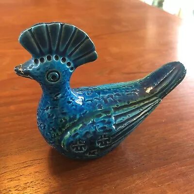 Buy VTG Bitossi Pottery Rimini Blue Aldo Londi Italian Blue Glaze Peacock Bird • 84.84£