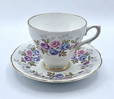 Buy Vintage Tea Cup Saucer Duo Staffs Bone China ROYAL SUTHERLAND Lilac Rose Floral • 15£