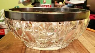 Buy Beautiful Cut Glass Bowl With Silver Plate Metal Surround Sweets Trifle Dish • 14.99£