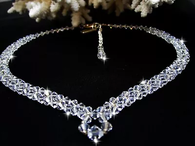 Buy Necklace Made Of Swarovski Elements Sparkling Crystals Bridal Jewellery Wedding  • 45£