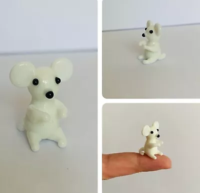 Buy Tiny Handmade White Mouse Lampwork Glass Animal Figure • 4.25£