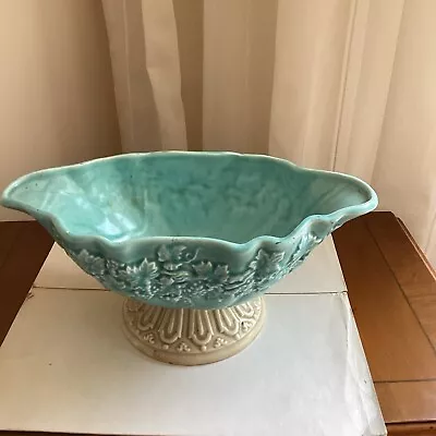 Buy Sylvac Pottery Fruit Bowl 2474 Green With Stone Colour Base • 5£