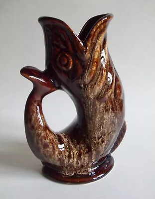 Buy Vintage Studio Pottery Glug Gluggle Fish Jug Fosters Cornwall Glossy Drip Glaze • 14.99£