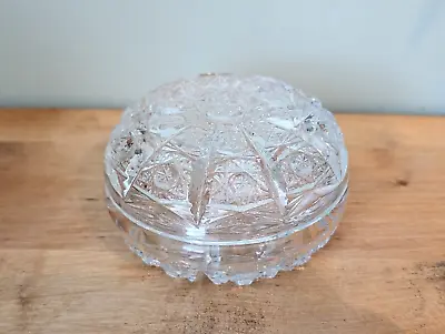 Buy Bohemian Czech Crystal Glass 4  Wide Lidded Dish Trinket Queen Lace Hand Cut • 30£