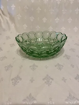 Buy Vintage Green Glass Fruit Bowl With Medallion Design • 24.99£