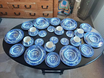 Buy Vintage 48 Piece English Ironstone Tableware Ltd., Willow Pattern, Blue • 140£
