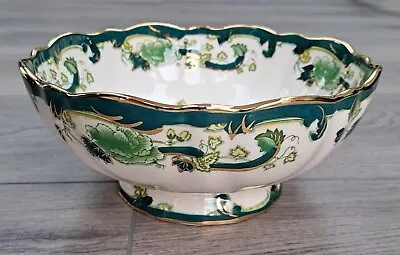 Buy 21 Cm Mason's Ironstone Chartreuse Green Gold Hand Painted Footed Fruit Bowl Vgc • 31.95£