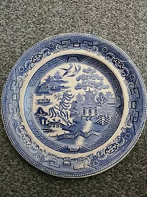 Buy A Vintage Blue & White Staffordshire Cabinet Display Plate Old Willow Pattern • 16£