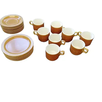 Buy Hornsea Saffron Brown Tea Set Of 8X Cups 8X Saucer 8X Side Plates • 16£
