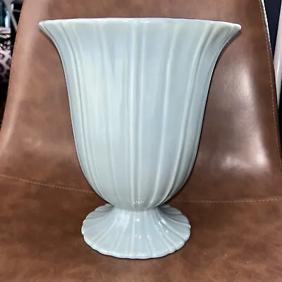 Buy Vintage Beswick  Ceramic Art Deco 702-3 Blue Ribbed Oval Vase • 14.99£