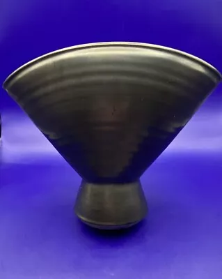 Buy Prinknash Pottery Fan Shaped Vase In Gun Metal Grey • 6£