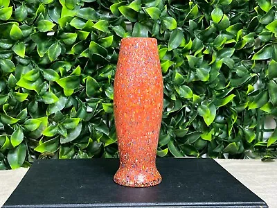 Buy Bohemian Handmade Czech Spatter Glass Orange Vase 16.5cm Height • 9.99£
