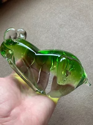 Buy Fifth Avenue Crystal Vintage Art Glass Green Frog / Toad Sculpture Paperweight  • 9.48£