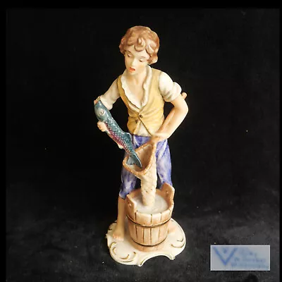 Buy Goebel Beautiful Porcelain Figure Fischer Colorful 1970 - 19.5 Cm | 7 2/3  Germany • 72.50£