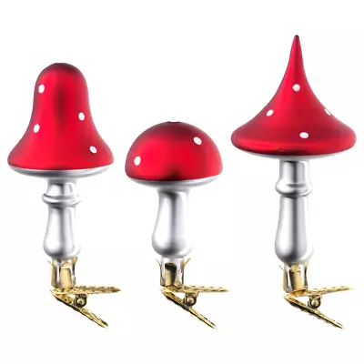 Buy Ikea Vinterfint Set Of Three Mushrooms/Toadstools Glass Decorations NEW • 25£