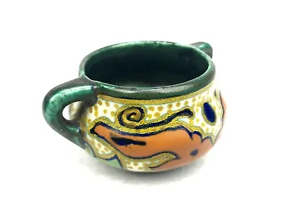 Buy Gouda Pottery / Vase / Bowl / Jug / Art Deco / Blue / Green / Orange Antique  • 24£