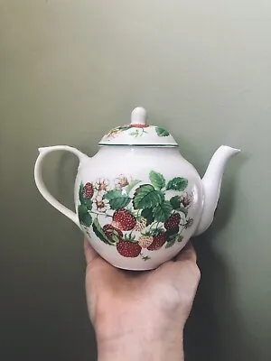 Buy Strawberry Teapot Roy Kirkham Fine Bone China Vintage • 15.95£
