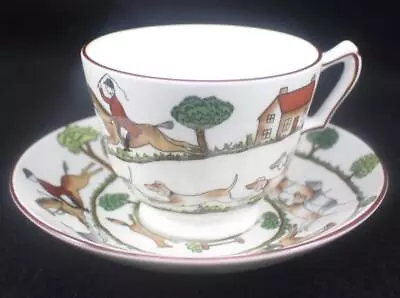 Buy Crown Staffordshire Hunting Scene Footed Cup And Saucer Set • 39.27£