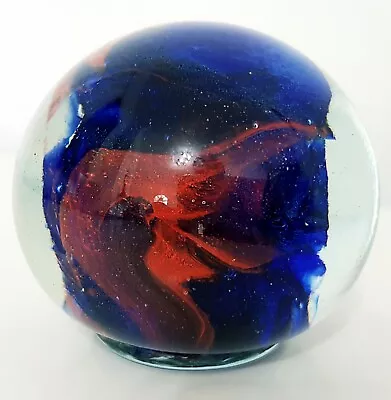 Buy Harris Isle Of Wight Rare Footed Scarlet & Cobalt Blue Art Glass Paperweight  • 13£