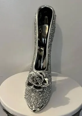 Buy XXL Bling Ornament Standing Silver Crushed Ladies Shoe Crystal Diamond Sparkly • 24.99£