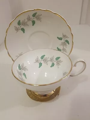 Buy Crown Staffordshire English Fine Bone China Teacup And Saucer Eden Green • 15.13£