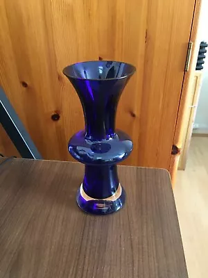 Buy Vintage Scandi Glass Vase SEA Glasbruk Blue Mid Century 70s Art Glass Ht 21cm • 29.99£