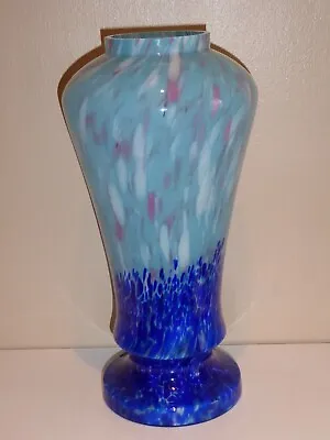Buy Bohemian Czech Splatter Blue Vase Kralik/Welz C1930 • 20£
