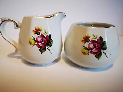 Buy Vintage Floral Ellgreave Pottery Milk And Sugar Set. • 9£