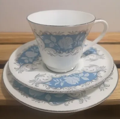 Buy Vintage Aynsley Moonlight Rose Tea Cup Saucer Side Plate Blue White Ceramic • 7.99£