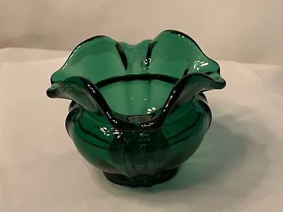 Buy Fenton Glass Rose Bowl Vase, Ruffled Rim Dark Green 3.5 , Vintage 90s • 38.36£