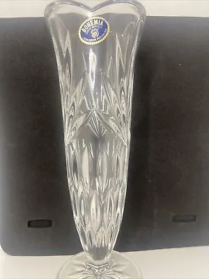 Buy Czech Bohemia Lead Crystal 24% PBO Bud Vase Beautiful Pattern Great Condition • 10.41£