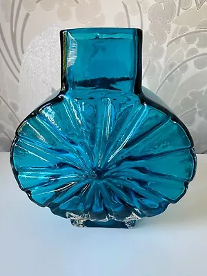 Buy Whitefriars Kingfisher Blue Sunburst 15.5cm Glass Vase Geoffrey Baxter 70s Retro • 400£