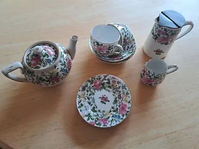 Buy Vintage Crown Staffordshire Plates, Cups, Saucers,Tea Pot ,milk &hot Water Jug • 6.50£