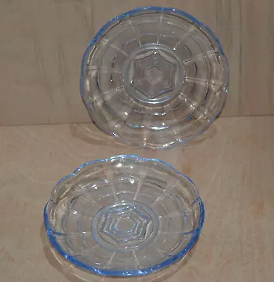 Buy Small Blue Glass Dishes SET OF 2 14cm Petal Shape Shallow Bowl Vintage • 8.90£