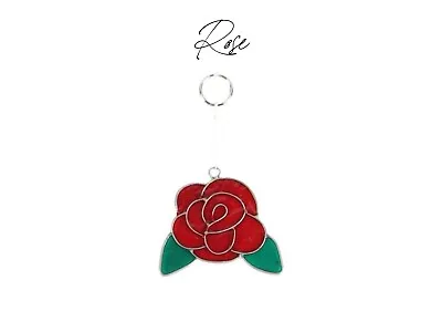 Buy Red Rose / Poppy  Handcrafted Suncatcher Creating A Stained Glass Effect Flowers • 5.99£