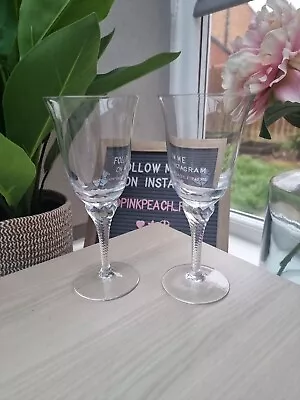 Buy 2 X Vintage Beautiful Crystal Twisted Stem Claw Tulip Wine Glasses - 19cm • 5£