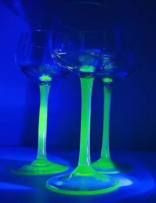 Buy Vintage Wine Glasses ~ Rummer Art Nouveau  ~ Uranium Glass ~ Um 1900 ~ Riesling • 92.27£