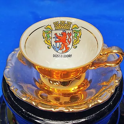 Buy WALDERSHOF Bavaria * DUSSELDORF CREST Gold Coffee / Mocha Cup & Saucer * VGC • 9.90£