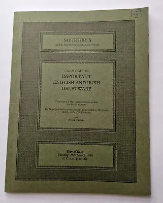 Buy Vintage-Sotheby Catalogue Of Important English & Irish Delftware- 1980 • 12.98£