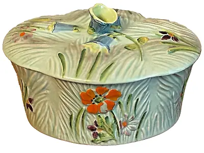 Buy Vintage Beswick 1940’s WAYSIDE Butter Dish 875, In Green With Floral Decoration • 25£