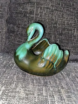 Buy Vintage Blue Mountain Pottery Canada Green Swan Posy Holder Vase • 20£
